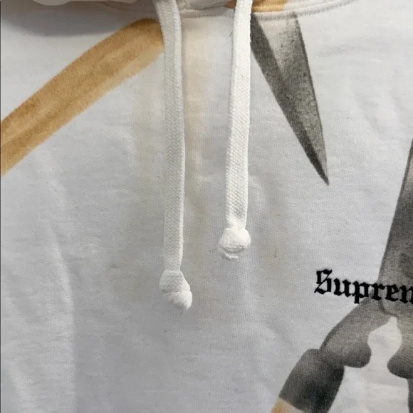 Supreme Shears Print Hoodie in White and Tan - Picture 5 of 13
